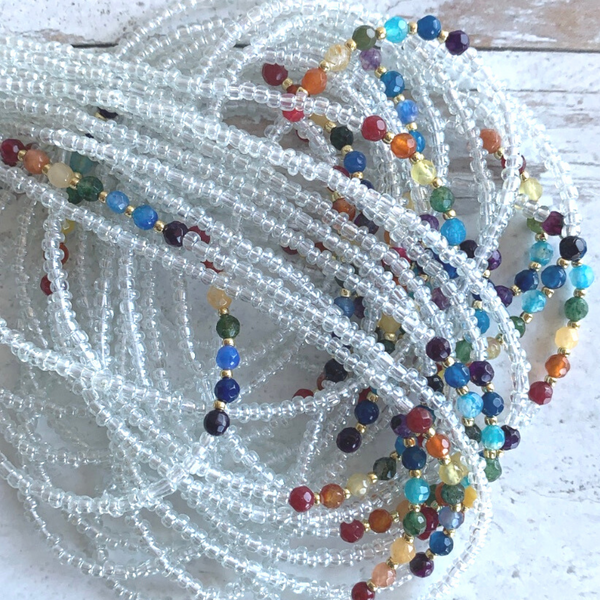  Iridescent Waist Beads, African Waist Chain, Stylish