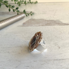 Cream Agate Wire Wrapped Adjustable Ring Silver