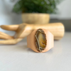 Tan Agate Veggie Tan Leather Wire Wrapped Cuff