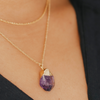 Amethyst Crystal Point Necklace dipped in Gold