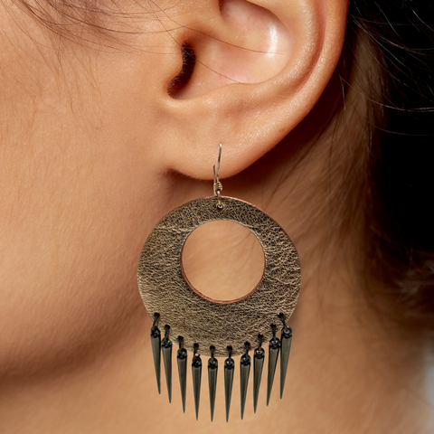 Rose Gold Dangle Leather Earrings