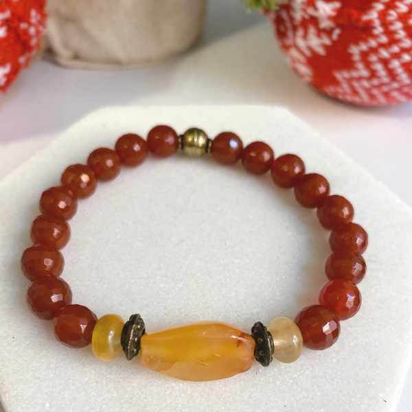 Carnelian Gemstone Bracelet  One - of - a - kind