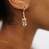 Crystal Quartz  Point Dangle Earrings in Gold