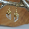 Crystal Quartz  Point Dangle Earrings in Gold