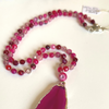 Magenta Agate Silk Knotted Necklace