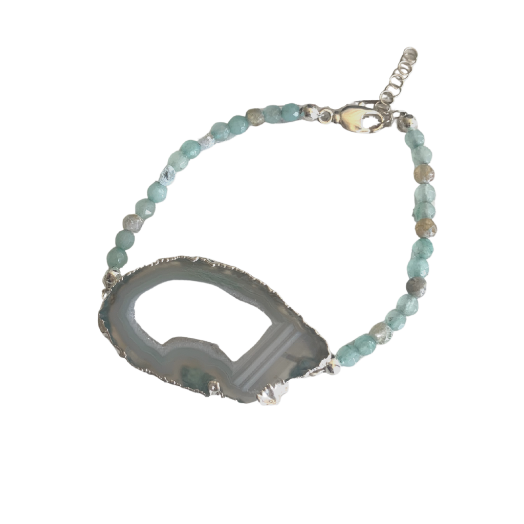 Aqua Dainty Druzy Bracelet w/ silver clasp