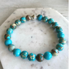 Ocean Blue Sea Sediment Jasper Gemstone Bracelet