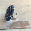 Blue River Agate Wire Wrapped Adjustable Ring Silver