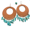 Gaia Leather & Turquoise Hoop Earrings