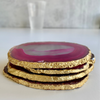 Pink Gold Edged Agate Coaster Set of 4